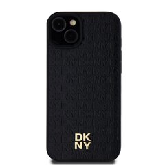 DKNY PU Leather Repeat Pattern Stack Logo MagSafe Case for iPhone 15 Plus Black цена и информация | Чехлы для телефонов | 220.lv