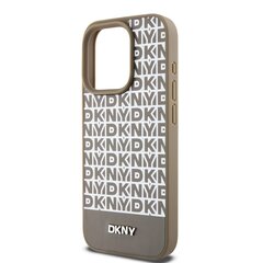 DKNY PU Leather Repeat Pattern Bottom Stripe MagSafe Case for iPhone 15 Pro Max Brown цена и информация | Чехлы для телефонов | 220.lv