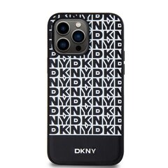 DKNY PU Leather Repeat Pattern Bottom Stripe MagSafe Case for iPhone 15 Pro Max Black цена и информация | Чехлы для телефонов | 220.lv