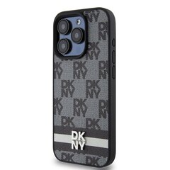 DKNY PU Leather Checkered Pattern and Stripe Case for iPhone 14 Pro Max Black цена и информация | Чехлы для телефонов | 220.lv