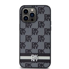 DKNY PU Leather Checkered Pattern and Stripe Case for iPhone 15 Pro Max Black цена и информация | Чехлы для телефонов | 220.lv