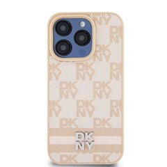 DKNY PU Leather Checkered Pattern and Stripe Case for iPhone 14 Pro Pink цена и информация | Чехлы для телефонов | 220.lv