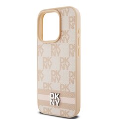 DKNY PU Leather Checkered Pattern and Stripe Case for iPhone 14 Pro Max Pink цена и информация | Чехлы для телефонов | 220.lv