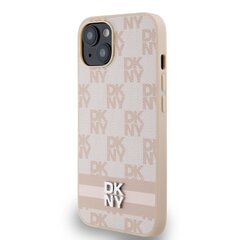 DKNY PU Leather Checkered Pattern and Stripe Case for iPhone 15 Pink цена и информация | Чехлы для телефонов | 220.lv