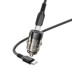 Borofone Car charger BZ29B Outstanding - 2xType C - PD 36W 3A with Type C to Lightning cable transparent-black цена и информация | Зарядные устройства для телефонов | 220.lv