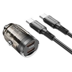 Borofone Car charger BZ29B Outstanding - 2xType C - PD 36W 3A with Type C to Type C cable transparent-black цена и информация | Зарядные устройства для телефонов | 220.lv