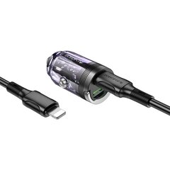 Borofone Car charger BBZ29A Talented - USB + Type C - QC 3.0 PD 36W 3A with Type C to Lightning transparent-purple цена и информация | Зарядные устройства для телефонов | 220.lv