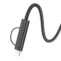 Borofone Cable BX104 Primo - Type C to Type C + Lightning - 60W 3A 1 metre black цена и информация | Кабели для телефонов | 220.lv