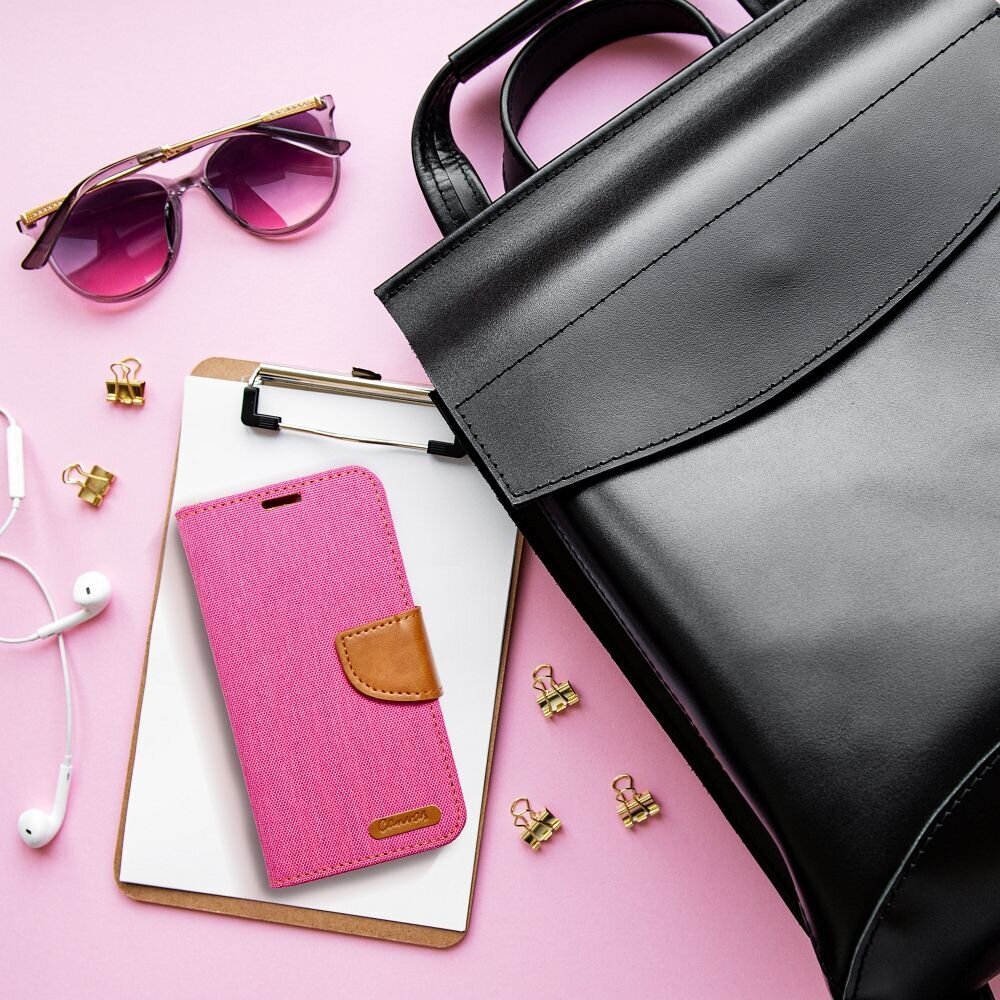 CANVAS Book case for Xiaomi Redmi NOTE 13 4G pink cena un informācija | Kalendāri, piezīmju grāmatas | 220.lv