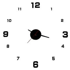 Настенные часы черного цвета, 4 большие цифры цена и информация | Часы | 220.lv