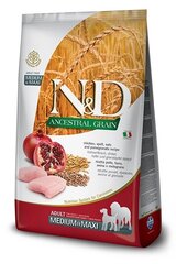 Farmina N&D ANCESTRAL GRAIN DOG CHICKEN, SPELT, OATS AND POMEGRANATE ADULT MEDIUM & MAXI vidējo un lielo šķirņu suņiem, 12 kg cena un informācija | Sausā barība suņiem | 220.lv