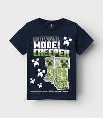 Детская футболка Name It Minecraft 13230850*01, тёмно-синяя 5715516717568 цена и информация | Рубашки для мальчиков | 220.lv