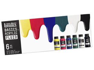 Akrila krāsu komplekts Liquitex Basics Fluid, 6x18ml cena un informācija | Modelēšanas un zīmēšanas piederumi | 220.lv