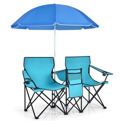 Комплект складных туристических стульев-зонтик Costway, бирюзовый цена и информация | Туристическая мебель | 220.lv
