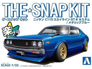 Saliekama automašīna Aoshima Snap komplekts Nissan C110 Skyline GT-R metāliski zils cena un informācija | Konstruktori | 220.lv