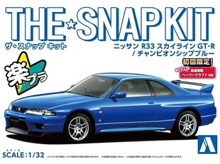 Aoshima - The Snap Kit Nissan R33 Skyline GT-R Championship Blue, 1/32, 06458 cena un informācija | Konstruktori | 220.lv