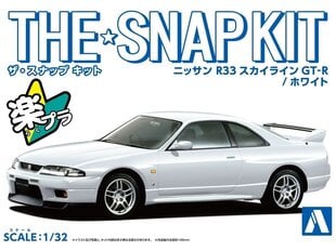 Aoshima - The Snap Kit Nissan R33 Skyline GT-R White, 1/32, 06456 cena un informācija | Konstruktori | 220.lv