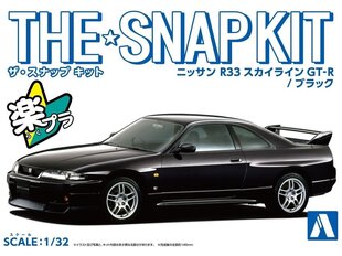 Saliekamā automašīna Aoshima The Snap Kit Nissan R33 Skyline GT-R Black cena un informācija | Konstruktori | 220.lv