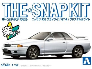 Saliekamā automašīna Aoshima The Snap Kit Nissan R32 Skyline GT-R Cristal White cena un informācija | Konstruktori | 220.lv