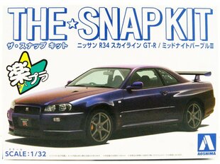 Saliekamā automašīna Aoshima Snap Nissan R34 Skyline GT-R Midnight Purple cena un informācija | Konstruktori | 220.lv