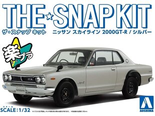 Saliekamā automašīna Aoshima The Snap Kit Nissan Skyline 2000GT-R Silver cena un informācija | Konstruktori | 220.lv