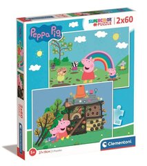 Puzle SuperKolor Peppa Pig Clementoni, 21622, 2x60 daļas cena un informācija | Puzles, 3D puzles | 220.lv