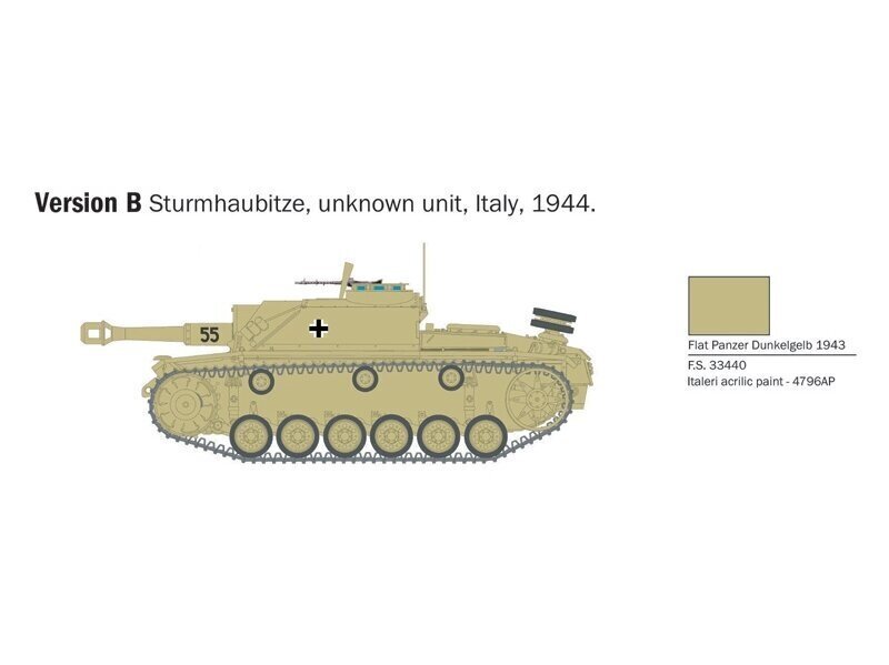 Italeri - Stug III - Sturmhaubitze 105, 1/56, 25756 цена и информация | Konstruktori | 220.lv