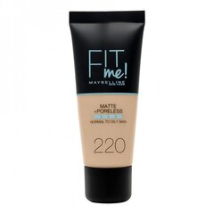 Tonālais krēms Maybelline Fit Me! Matte + Poreless 220 Natural Beige, 30 ml cena un informācija | Grima bāzes, tonālie krēmi, pūderi | 220.lv