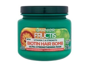 Matu maska ​​Garnier Fructis Vitamin & Strength Biotin Hair Bomb, 320ml cena un informācija | Matu kondicionieri, balzāmi | 220.lv