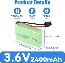 Uzlādējams akumulators Ni-MH AA 3.6V 2400mAh cena un informācija | Baterijas | 220.lv