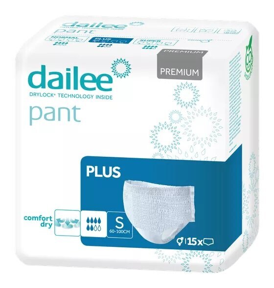 Autiņbiksītes Dailee Pant Premium Plus, S, 15gab. цена и информация | Autiņbiksītes, higiēniskās paketes, vienreizlietojamie paladziņi pieaugušajiem | 220.lv