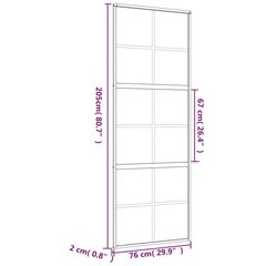 Bīdāmās durvis zelta 76x2 gab.05cm stikls un alumīnijs 155166 cena un informācija | Iekšdurvis | 220.lv