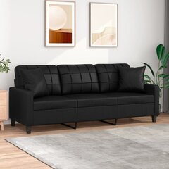 Trīsvietīgs dīvāns vidaXL, melns цена и информация | Диваны | 220.lv