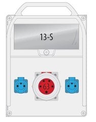 Распределительное устройство R-BOX 380R 1x63A/5P 2x230V 13S - B.18.380-17 цена и информация | Электрические выключатели, розетки | 220.lv