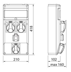 R-BOX SLIM 1x16A/5P 1x32A/5P 2x230V 10S распределительное устройство - B.SLIM-10S-3BR цена и информация | Электрические выключатели, розетки | 220.lv