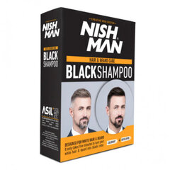 Matu un bārdas krāsošanas šampūns Nishman Hair & Beard Coloring Black Shampoo, 200 ml cena un informācija | Matu krāsas | 220.lv