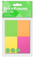 Набор стикеров для заметок NEON, ErichKrause, 40х50мм, 4 неоновых сп. х 100 листов цена и информация | Канцелярия | 220.lv