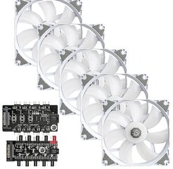 Bitspower Notos 120 Fan Digital RGB White 5 Pack (BPTA-FX1812NTWH-5) cena un informācija | Datora ventilatori | 220.lv