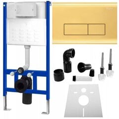 WC priekšsienas uzstādīšanas komplekts ar H-veida pogu, zelta цена и информация | Унитазы | 220.lv