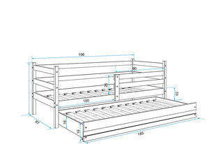 Bērnu gulta BMS11PZI, 80x190 cm, pelēka/zila cena un informācija | Bērnu gultas | 220.lv