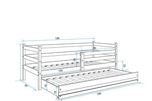 Bērnu gulta BMS11PZA, 80x190 cm, pelēka/zaļa cena un informācija | Bērnu gultas | 220.lv