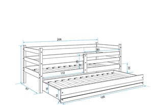 Bērnu gulta BMS12PR, 90x200 cm, pelēka/rozā cena un informācija | Bērnu gultas | 220.lv