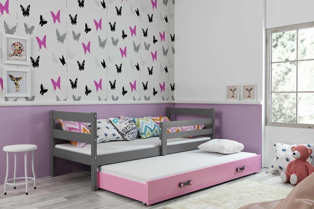 Bērnu gulta BMS12PR, 90x200 cm, pelēka/rozā цена и информация | Bērnu gultas | 220.lv