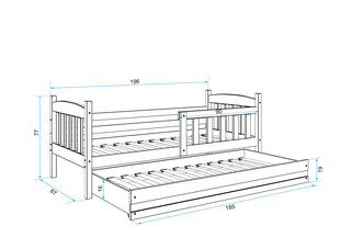 Bērnu gulta BMS13PRZI, 80x190 cm, gaiši brūna/zila cena un informācija | Bērnu gultas | 220.lv