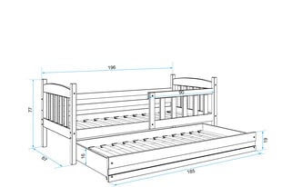 Bērnu gulta BMS13BR, 80x190 cm, balta/rozā cena un informācija | Bērnu gultas | 220.lv