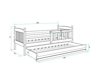 Bērnu gulta BMS14PRB, 90x200 cm, gaiši brūna/balta cena un informācija | Bērnu gultas | 220.lv