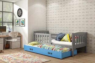 Bērnu gulta BMS14PZI, 90x200 cm, pelēka/zila cena un informācija | Bērnu gultas | 220.lv