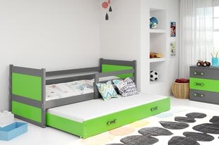 Bērnu gulta BMS24ZA, 80x190 cm, pelēka/zaļa cena un informācija | Bērnu gultas | 220.lv