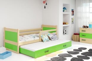 Bērnu gulta BMS29ZA, 90x200 cm, gaiši brūna/zaļa cena un informācija | Bērnu gultas | 220.lv