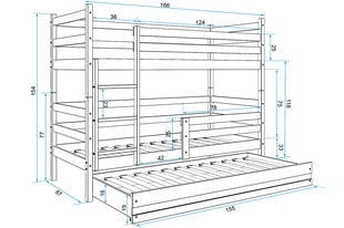 Bērnu gulta BMS43PRZI, 80x160 cm, gaiši brūna/zila cena un informācija | Bērnu gultas | 220.lv